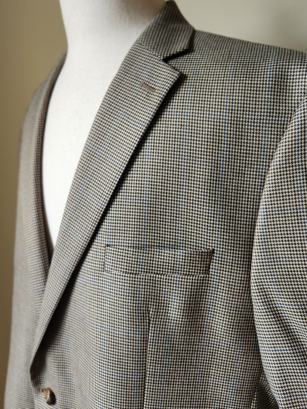 Lauren Ralph Lauren Mens 48R Tweed Look Houndstooth Blazer Tan Brown Sport Coat